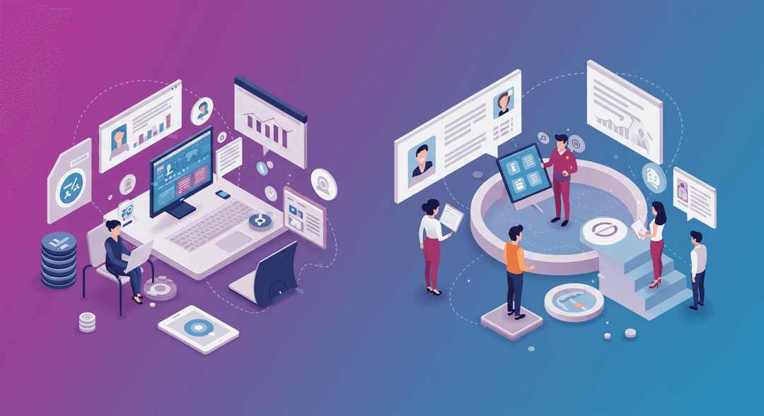 A person analyzing data on a digital tablet in a modern office setting.