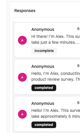 BetterFeedback real-time response dashboard with AI-powered analytics, sentiment analysis, and actionable insights from survey conversations